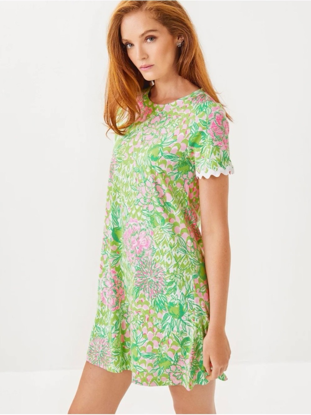 Lilly Pulitzer Cody Short Sleeve Dress Fauna Green Lime Feeling Good NWT